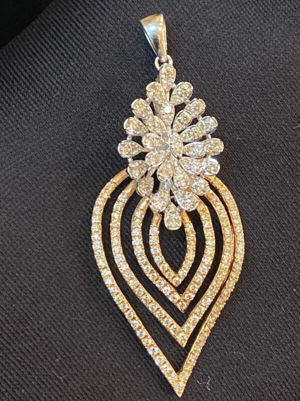 Pave 2.20 Cts Round Brilliant Cut Natural Diamonds Pendant In 585 Solid 14K Gold