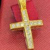 Pave 1.05 Cts Round Brilliant Cut Diamonds Unisex Channel Cross Pendant In 14K Gold