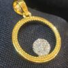 Stunning 0.26 Carats Round Brilliant Cut Diamonds Circle Pendant In 750 18K Gold