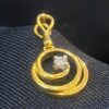 Stunning 0.07 Cts Round Brilliant Cut Natural Diamond Spiral Pendant In 18K Gold