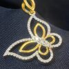 Pave 0.80 Cts Round Brilliant Cut Natural Diamonds Butterfly Pendant In 18K Gold