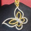 Pave 0.80 Cts Round Brilliant Cut Natural Diamonds Butterfly Pendant In 18K Gold