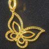 Pave 0.80 Cts Round Brilliant Cut Natural Diamonds Butterfly Pendant In 18K Gold