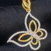 Pave 0.80 Cts Round Brilliant Cut Natural Diamonds Butterfly Pendant In 18K Gold