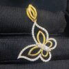 Pave 0.80 Cts Round Brilliant Cut Natural Diamonds Butterfly Pendant In 18K Gold