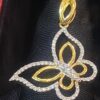 Pave 0.80 Cts Round Brilliant Cut Natural Diamonds Butterfly Pendant In 18K Gold