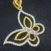 Pave 0.80 Cts Round Brilliant Cut Natural Diamonds Butterfly Pendant In 18K Gold