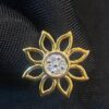 P-481 (5) Pave 0.20 Carats Round Brilliant Cut Natural Diamonds Floral Pendant In 18K Gold