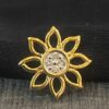 P-481 (8) Pave 0.20 Carats Round Brilliant Cut Natural Diamonds Floral Pendant In 18K Gold