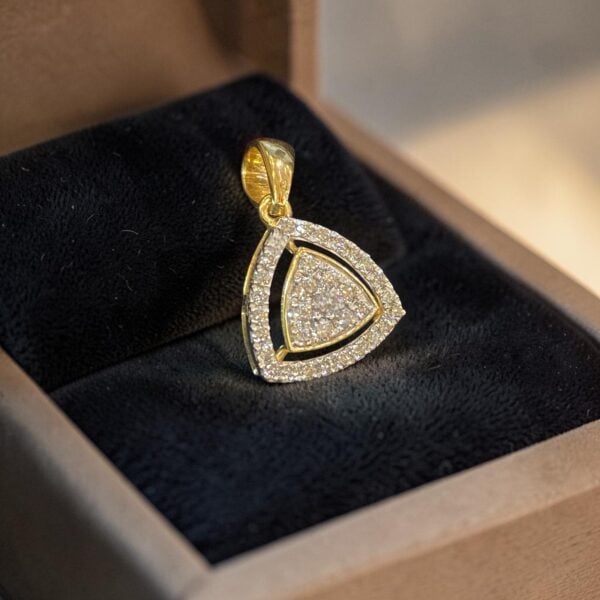 Pave 0.40 Ct Round Brilliant F/VS1 Diamonds Halo Pendant In Fine 14K Yellow Gold