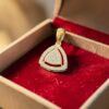 Pave 0.40 Ct Round Brilliant F/VS1 Diamonds Halo Pendant In Fine 14K Yellow Gold