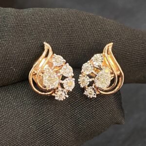 P-531-E (1) Classy 0.34 Cts Round Brilliant Cut Diamonds Stud Earrings In Fine 14K Rose Gold