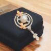 Pave 5.20 Cts Round Brilliant F/VS1 Diamonds Pearl Pendant in Fine 14K Rose Gold