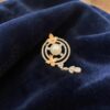 Pave 5.20 Cts Round Brilliant F/VS1 Diamonds Pearl Pendant in Fine 14K Rose Gold