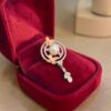 Pave 5.20 Cts Round Brilliant F/VS1 Diamonds Pearl Pendant in Fine 14K Rose Gold