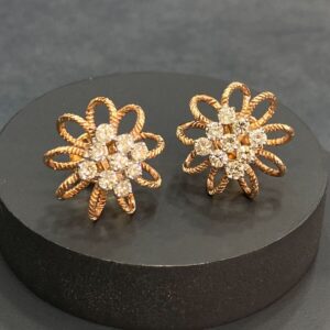 P-538-E (1) Stunning 1.40 Carats Round Brilliant Cut Diamonds Stud Earrings In 14K Rose Gold