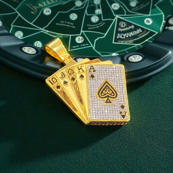 Classy Unisex Straight Royal Flush Dubai Pendant Certified 22Karat Yellow Gold