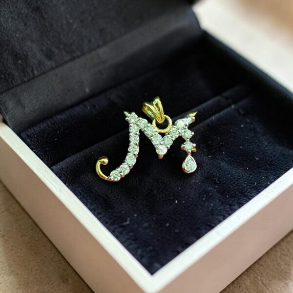 Pave 1/2 Cts Round Brilliant F/VS1 Diamonds Initial “M” Unisex Pendant 14K Gold