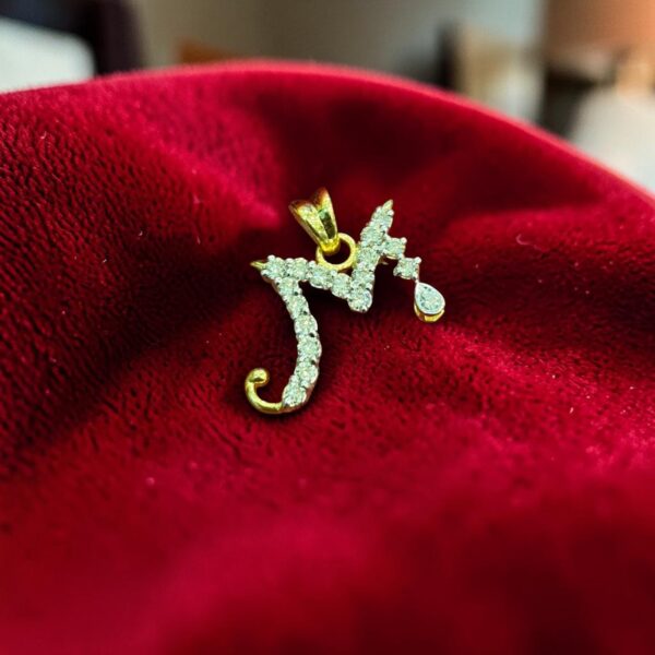 Pave 1/2 Cts Round Brilliant F/VS1 Diamonds Initial “M” Unisex Pendant 14K Gold