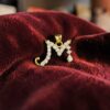 Pave 1/2 Cts Round Brilliant F/VS1 Diamonds Initial “M” Unisex Pendant 14K Gold