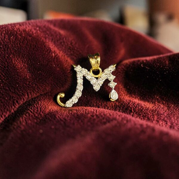 Pave 1/2 Cts Round Brilliant F/VS1 Diamonds Initial “M” Unisex Pendant 14K Gold