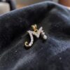 Pave 1/2 Cts Round Brilliant F/VS1 Diamonds Initial “M” Unisex Pendant 14K Gold