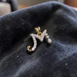 Pave 1/2 Cts Round Brilliant F/VS1 Diamonds Initial “M” Unisex Pendant 14K Gold