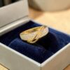 R-056 (28) Pave 0.72 Cts Round Brilliant F/VS1 Diamonds 3-Row Engagement Band Ring 18K Gold
