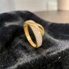 R-056 (30) Pave 0.72 Cts Round Brilliant F/VS1 Diamonds 3-Row Engagement Band Ring 18K Gold
