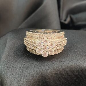 Pave 6.60 Ct Round Brilliant Natural Diamonds Multi-Row Wedding Ring In 14K Gold