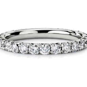 R-116 (1) Pave 1 Carats Round Brilliant Natural Diamonds Eternity Band Ring 18K White Gold