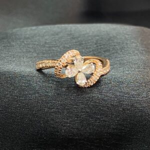 Stunning 0.82 Cts Pear Round Shape Diamonds Engagement Ring 14K Rose Gold