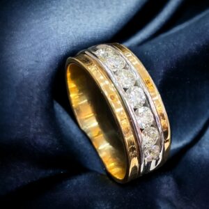 R-140 (7) 1.33 Cts Round Brilliant Channel-Set Diamonds Men's Band Ring 14K Yellow Gold
