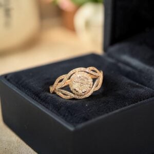 Pavé 0.78 Cts Round Brilliant F/VS1 Diamonds Anniversary Ring In 14K Rose Gold