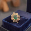 R-201 (26) Stunning 5.35 Ct Round Brilliant F/VS1 Diamonds Emerald Party Ring 14K Rose Gold