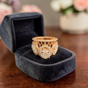 R-202 (24) Pavé 2.45 Cts Round Pear Marquise Princess F/VS1 Diamonds Wedding Ring 14K Gold