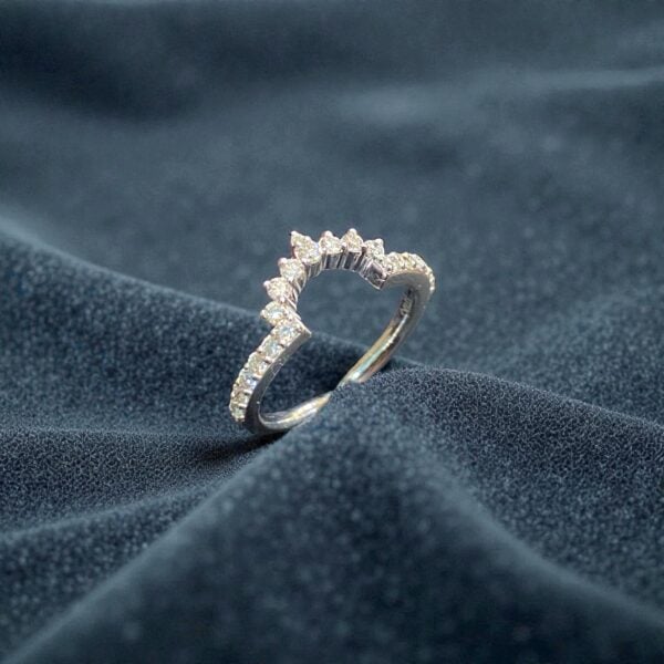 Pave 0.48 Cts Round Brilliant F/VS1 Diamonds Stacking Band Ring 14K White Gold