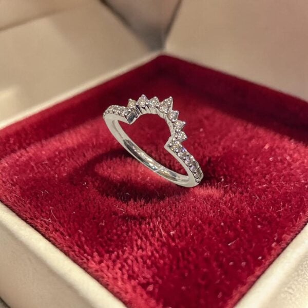 Pave 0.48 Cts Round Brilliant F/VS1 Diamonds Stacking Band Ring 14K White Gold