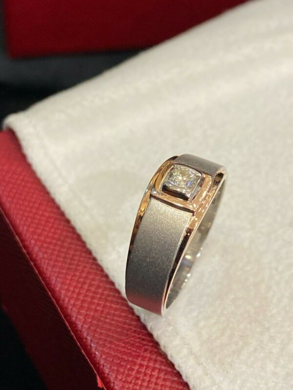 0.20 Cts Round Brilliant Cut Diamond Men's Anniversary Band Ring In 585 14K Gold