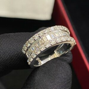 R-227 (1) Pave 2.20 Cts Round Baguette Cut Natural Diamonds Wedding Band Ring In 14K Gold