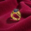 R-245 (20) Elegant 6.38 Cts F/VS1 Round Brilliant Cut Diamonds Sapphire Men's Ring 18K Gold