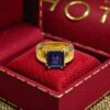R-245 (21) Elegant 6.38 Cts F/VS1 Round Brilliant Cut Diamonds Sapphire Men's Ring 18K Gold