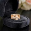 Exquisite 1.50 Cts Emerald Round F/VS1 Diamonds Four-Row Band Ring 14K Rose Gold