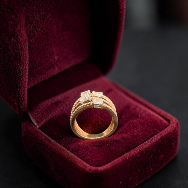 Exquisite 1.50 Cts Emerald Round F/VS1 Diamonds Four-Row Band Ring 14K Rose Gold