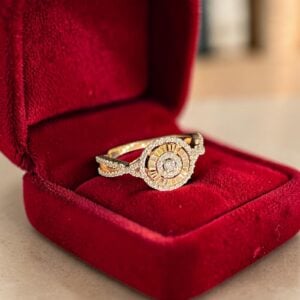 Home 13 Pave 0.32 Cts Round Brilliant F/VS1 Diamonds Anniversary Ring In 14K Rose Gold