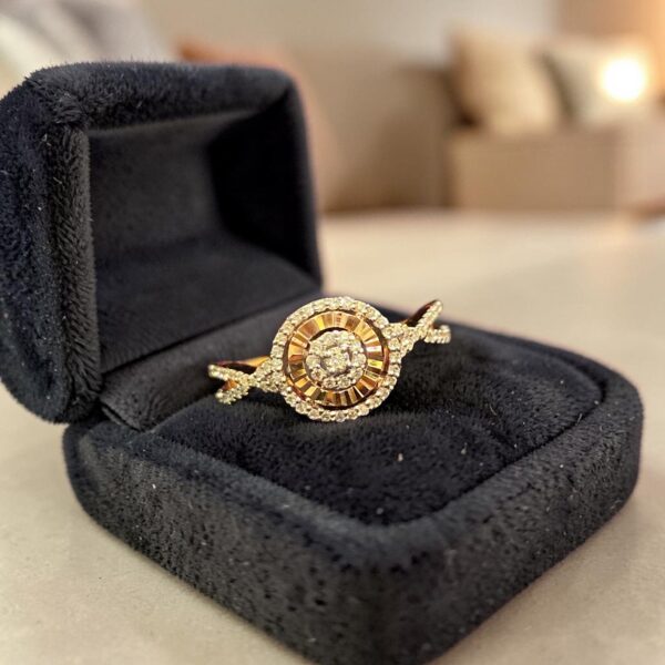 R-247 (20) Pave 0.32 Cts Round Brilliant F/VS1 Diamonds Anniversary Ring In 14K Rose Gold