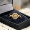 R-247 (21) Pave 0.32 Cts Round Brilliant F/VS1 Diamonds Anniversary Ring In 14K Rose Gold