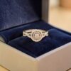R-247-W (21) Pave 0.32 Carats Round Brilliant F/VS1 Diamonds Engagement Ring 14K White Gold