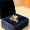 Stunning 0.94 Cts Marquise Round F/VS1 Diamonds Cross Over Floral Ring 14K Gold