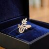 Stunning 0.94 Cts Marquise Round F/VS1 Diamonds Cross Over Floral Ring 14K Gold